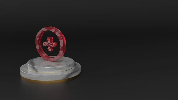 Rendering 3D di gemma rossa simbolo di cerchio con più icona — Foto Stock