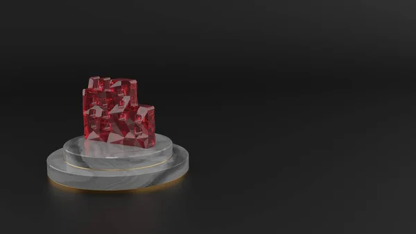 3D-Darstellung des roten Edelsteins Symbol der Stadt-Ikone — Stockfoto