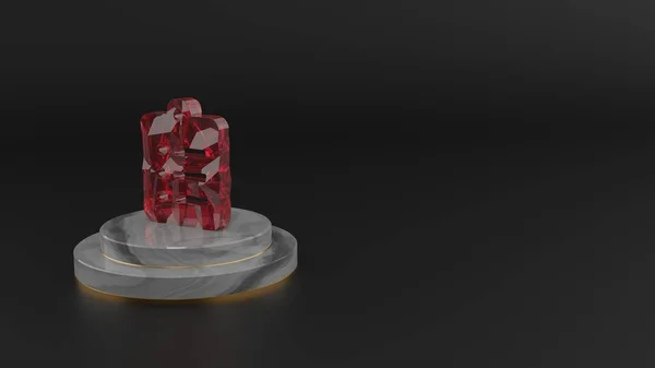 3D рендеринг красного драгоценного камня символа списка буфера обмена — стоковое фото