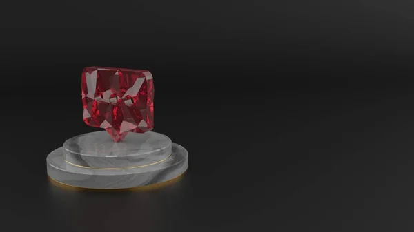 Renderização 3D do símbolo de pedra preciosa vermelha do ícone de bolha de bate-papo arredondado — Fotografia de Stock