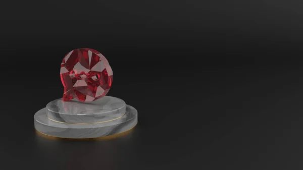 3D rendering of red gemstone symbol of rounded chat bubble icon — Stock Photo, Image