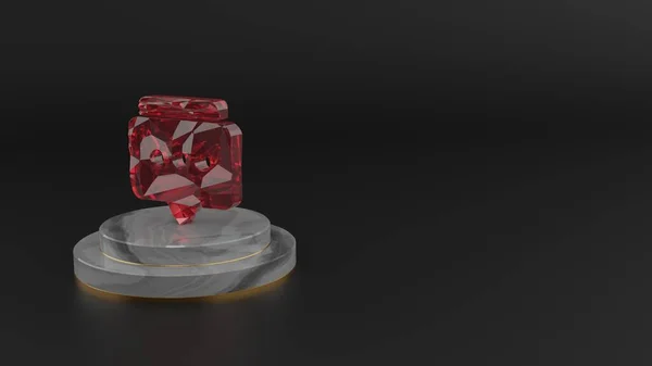 Representación en 3D del símbolo de piedras preciosas rojas de dos burbujas de chat redondeadas icono — Foto de Stock