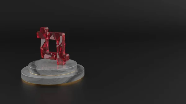 3D рендеринг красного драгоценного камня символа альт урожая — стоковое фото