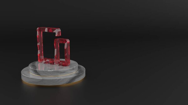 3D rendering of red gemstone symbol of devices icon
