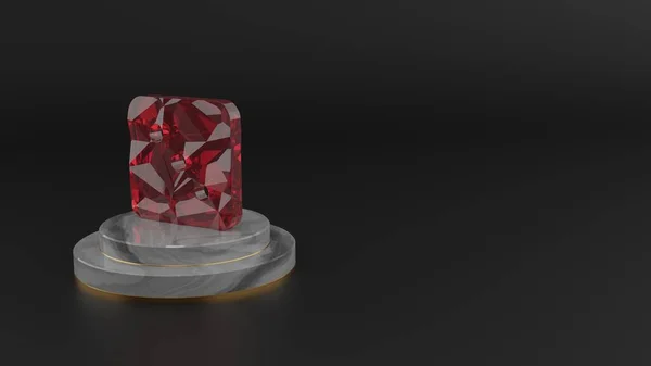 3D рендеринг красного драгоценного камня символа кости три значка — стоковое фото