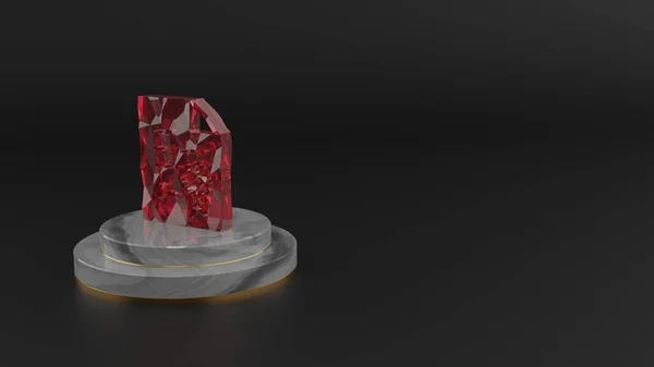 3D візуалізація червоного дорогоцінного каміння символ значка диплома — стокове фото