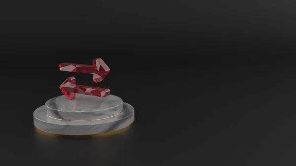 붉은 제스 톤 상징 의 3D 렌더링 현악기 아이콘 교환 — 스톡 사진