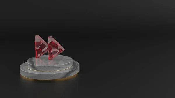 İleri sarma simgesinin 3D kırmızı değerli taş çizimi
