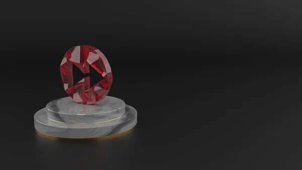 Renderização 3D do símbolo de pedra preciosa vermelha do ícone de avanço rápido — Fotografia de Stock