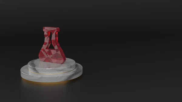 Kırmızı değerli taş simgesinin 3D canlandırması — Stok fotoğraf