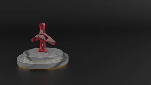 Renderização 3D do símbolo de pedra preciosa vermelha do ícone de voo — Fotografia de Stock