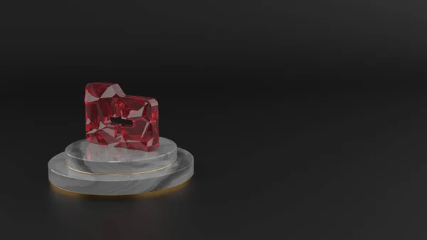 3D rendering of red gemstone symbol of folder plus icon — Stock Photo, Image