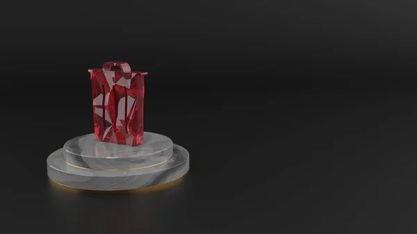 3D rendering of red gemstone symbol of garbage icon — Stock Photo, Image