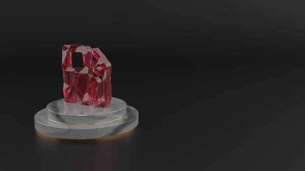 3D рендеринг красного драгоценного камня символа заправки — стоковое фото