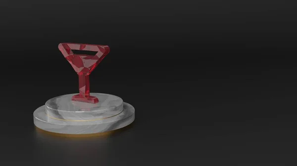 3D-återgivning av röd ädelsten symbol för glas martini ikon — Stockfoto