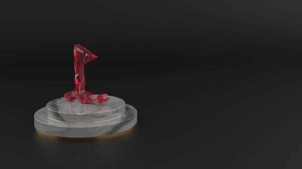 3D рендеринг красного драгоценного камня символа гольф — стоковое фото