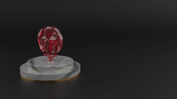 3D визуализация красного драгоценного камня символа мяча для гольфа — стоковое фото