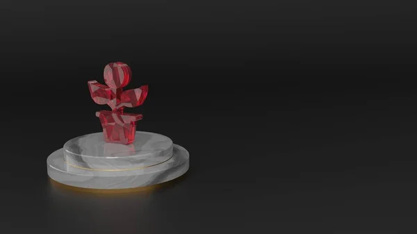 3D рендеринг красного драгоценного камня символа роста — стоковое фото