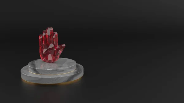 3D rendering of red gemstone symbol of hold icon — Stock Photo, Image