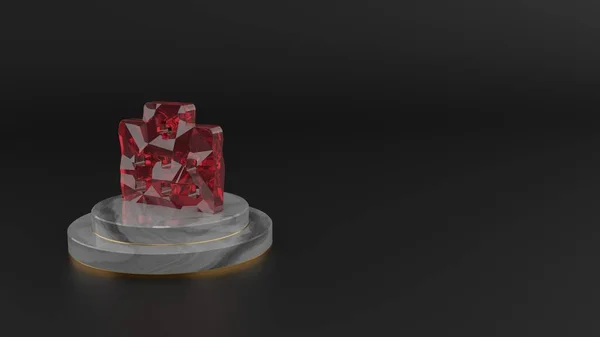 病院のアイコンの赤い宝石のシンボルの3Dレンダリング — ストック写真