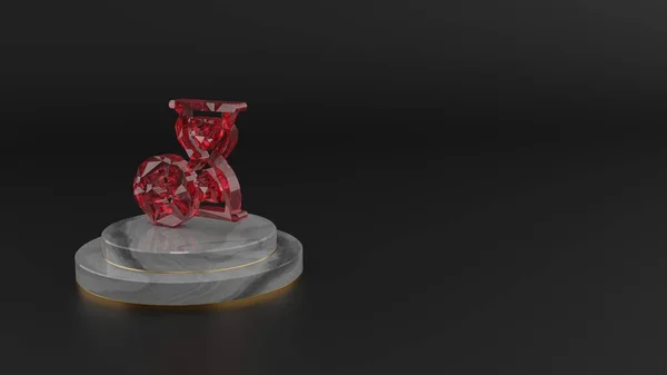 3D рендеринг красного драгоценного камня символа песочных часов — стоковое фото