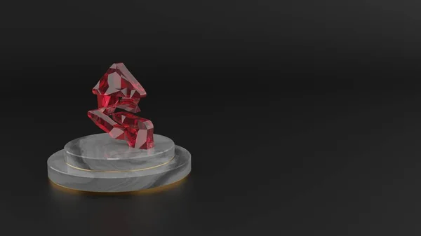 3D рендеринг красного драгоценного камня символа дома — стоковое фото