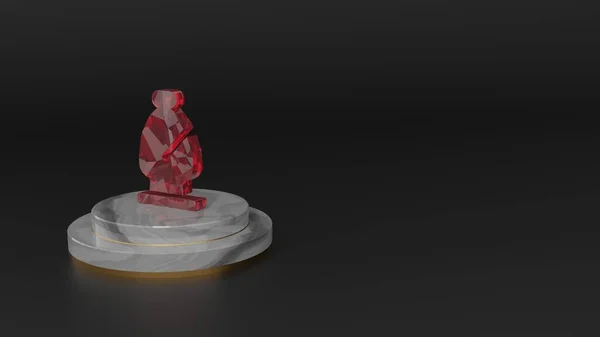3D рендеринг красного драгоценного камня символа шахматного епископа — стоковое фото