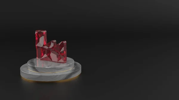 Representación en 3D del símbolo de gemas rojas del icono de la industria — Foto de Stock