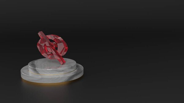 3D rendering of red gemstone symbol of interface icon