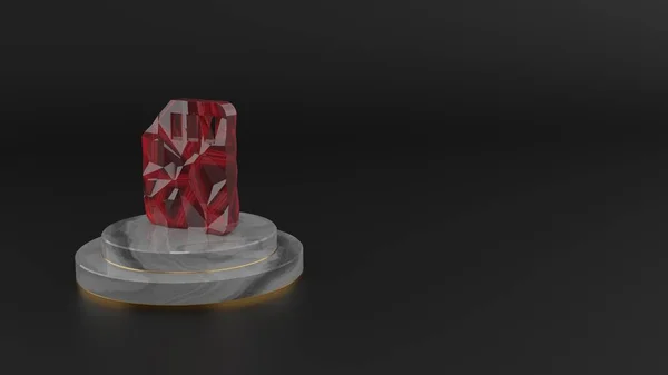3D рендеринг красного драгоценного камня символа интерфейса — стоковое фото