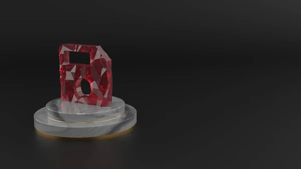 Representación 3D del símbolo de gemas rojas del icono de la interfaz —  Fotos de Stock