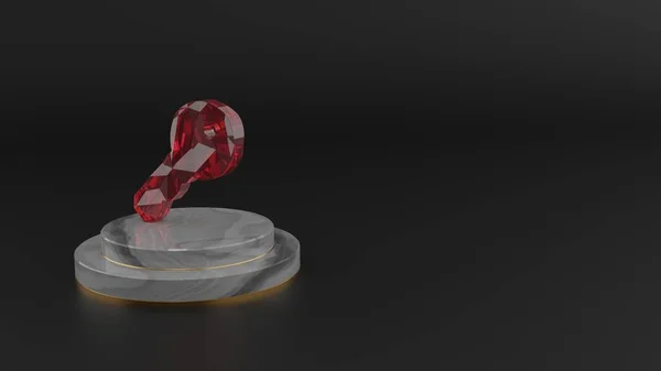 Representación en 3D del símbolo de gemas rojas del icono de la llave — Foto de Stock