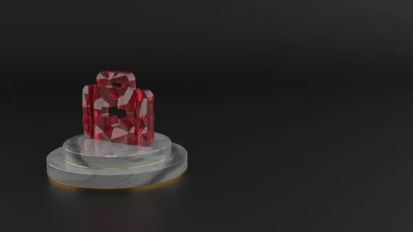 Rendering 3D della gemma rossa simbolo dell'icona del kit med — Foto Stock