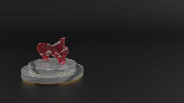 3D візуалізація червоного дорогоцінного каміння символ значка мегафона — стокове фото