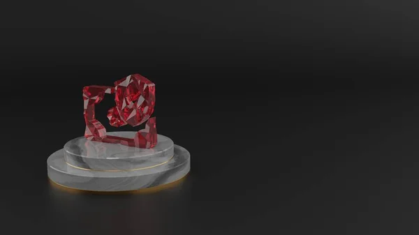 3D rendering of red gemstone symbol of money icon — Stock Photo, Image