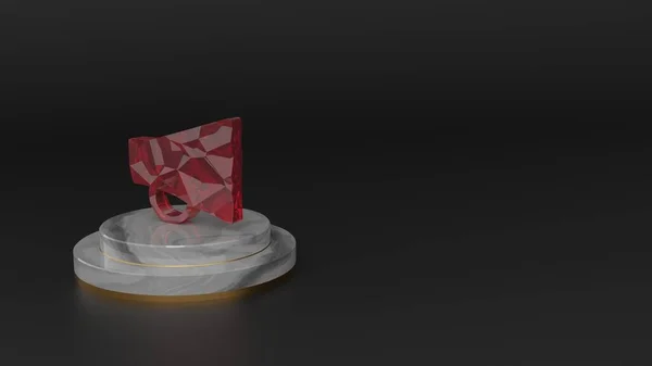 3D-återgivning av symbol för delgivningsikonen för röd ädelsten — Stockfoto