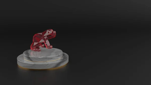 Rendering 3D di pietra preziosa rossa simbolo di icona lontra — Foto Stock
