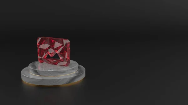 3D rendering of red gemstone symbol of photo  icon — Stock Photo, Image