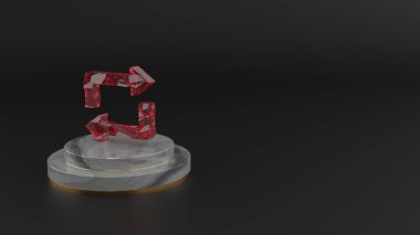 3D rendering of red gemstone symbol of repeat icon clipart