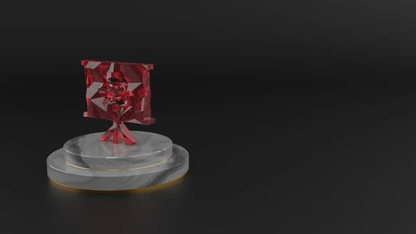 Representación en 3D del símbolo de gemas rojas del icono de presentación — Foto de Stock