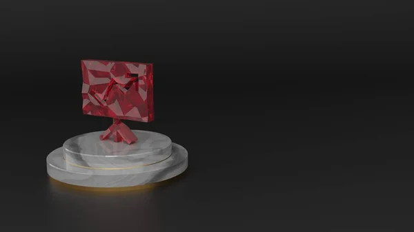 Representación en 3D del símbolo de gemas rojas del icono de presentación —  Fotos de Stock
