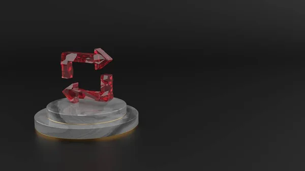 Tekrarlayan simgenin 3D kırmızı değerli taş çizimi