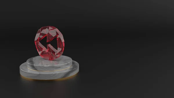 Representación en 3D del símbolo de piedras preciosas rojas del icono de rebobinado — Foto de Stock