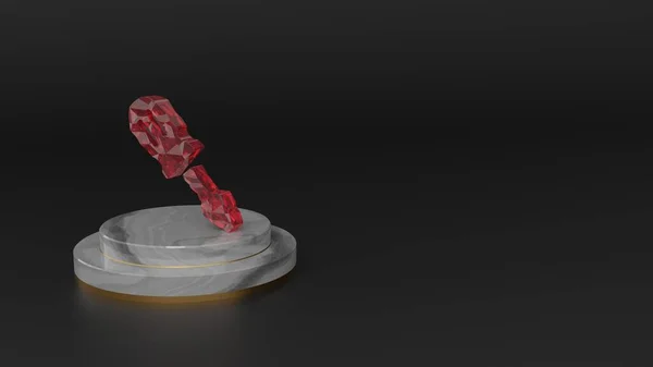 3D рендеринг красного драгоценного камня символа отвертки — стоковое фото