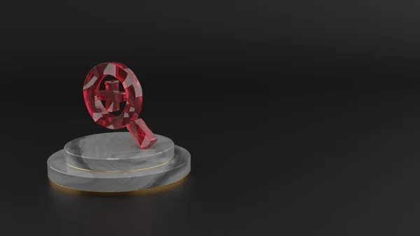 Rendu 3D de la pierre rouge symbole de recherche plus icône — Photo