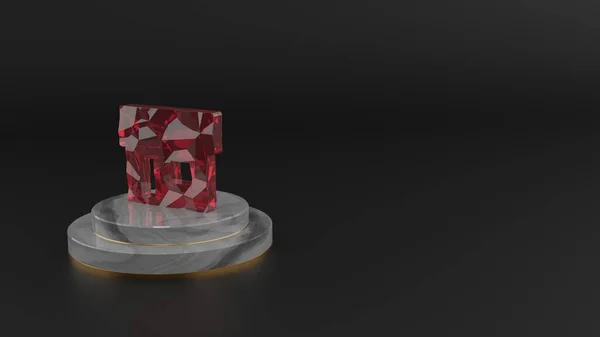 3D renderização de símbolo de pedra preciosa vermelha do ícone da loja — Fotografia de Stock