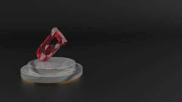 Representación en 3D del símbolo de gemas rojas del icono del vial —  Fotos de Stock