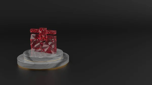 3D рендеринг красного драгоценного камня символа бумажника — стоковое фото