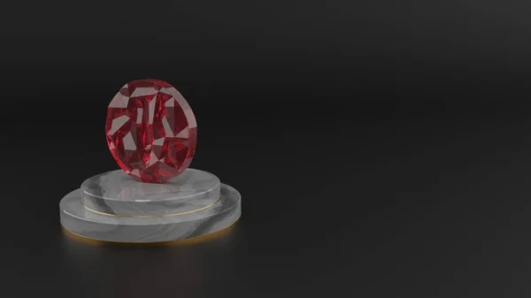 Representación en 3D del símbolo de piedra preciosa roja del icono de advertencia — Foto de Stock