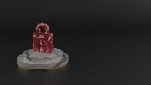 Rendu 3D de la pierre rouge symbole de l'icône web — Photo